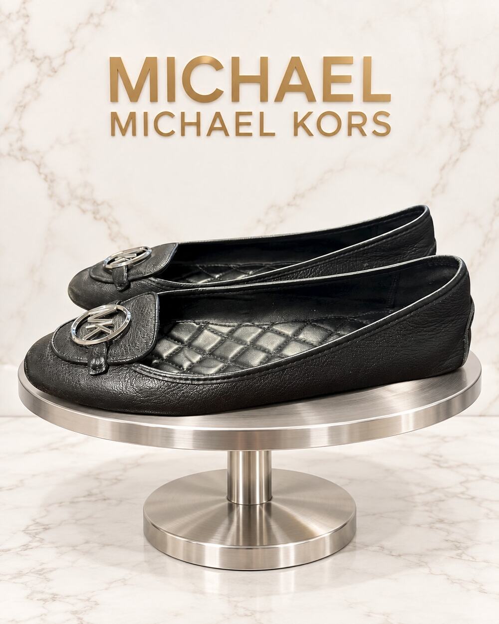 MICHAEL Michael Kors Fulton Moc Black Leather Flats Size 11M